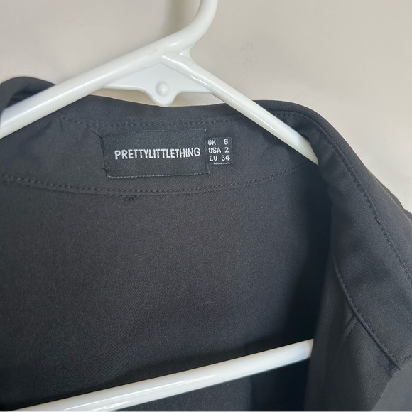 Women’s Black Pretty Little Thing Tie Front Shirt, Size 2 - Picture 3 of 7